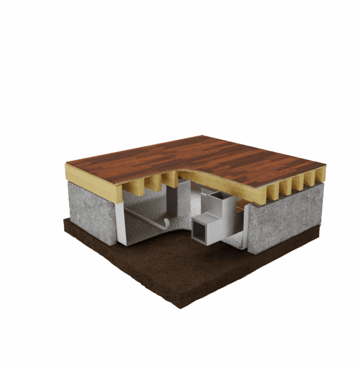 reflective crawl space insulation assembly view