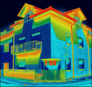 thermal-performance-house Thermal image of a house with radiant insulation from Fi Foil