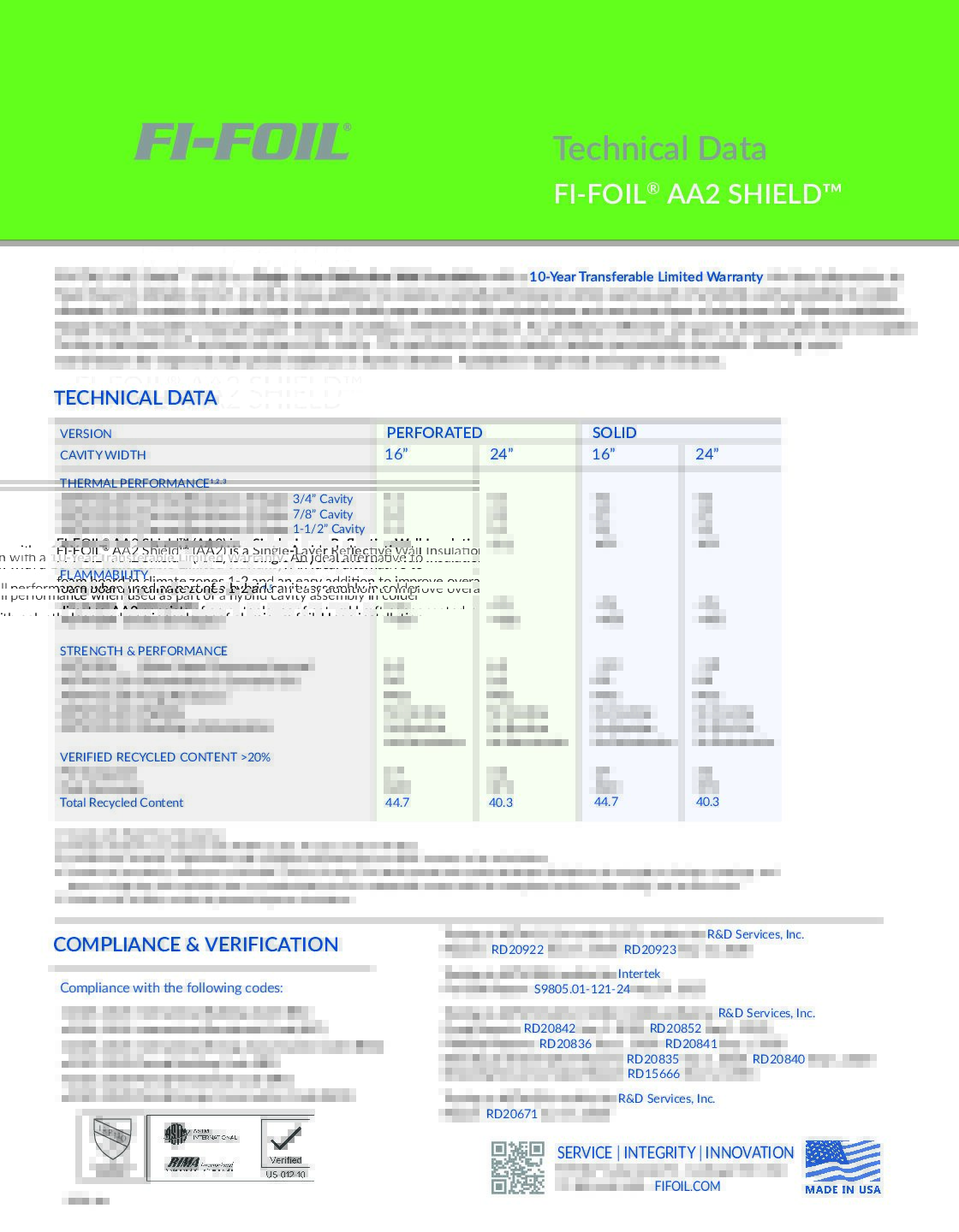 AA2 Shield™ Technical Data Sheet
