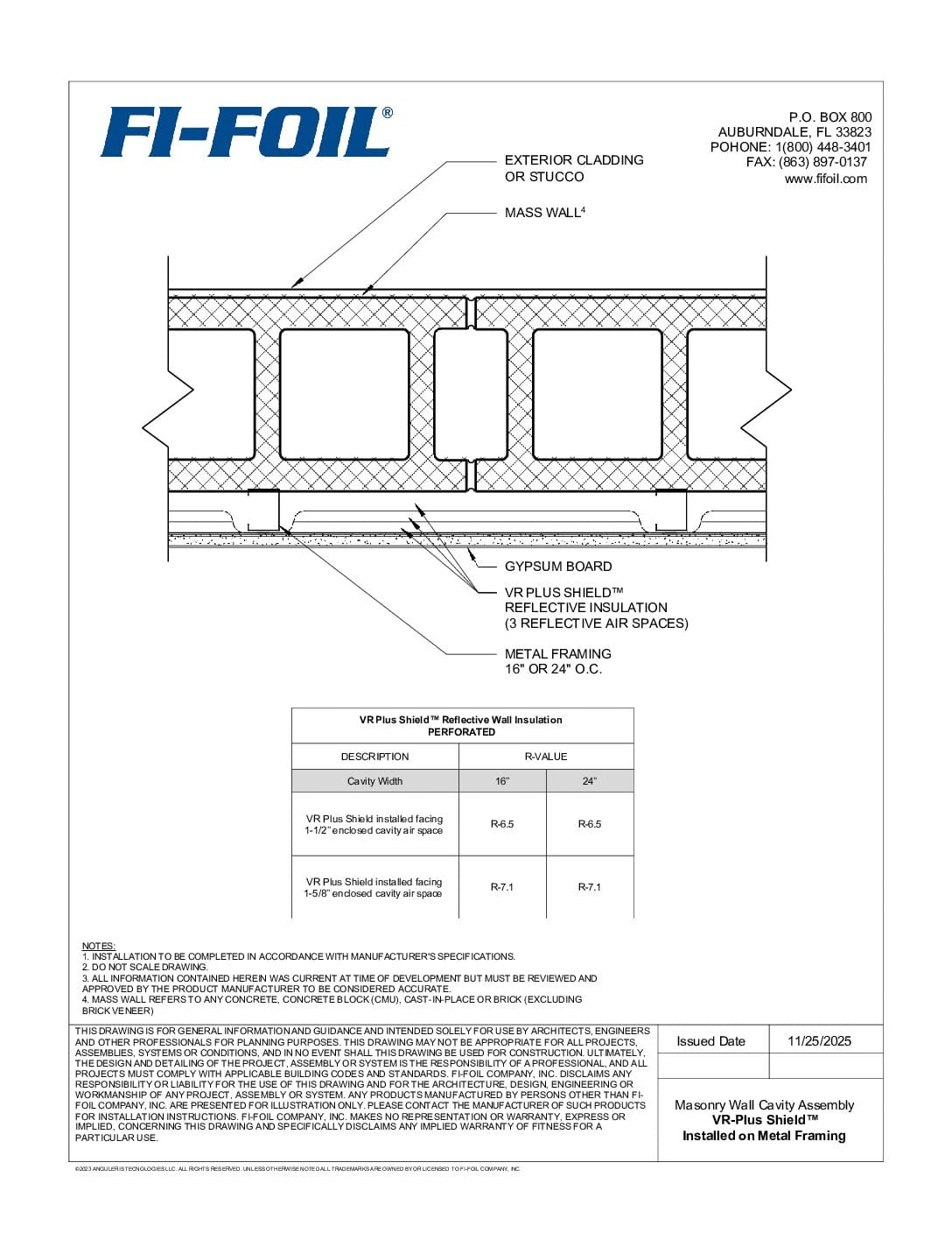 Masonry Wall with VR Plus Shield™ Metal Framing [PDF]