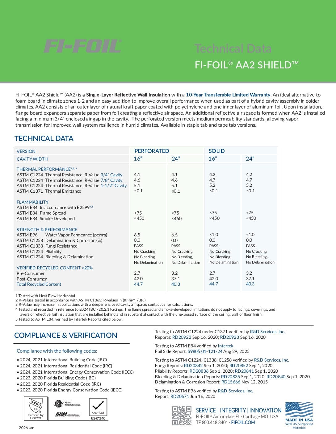 AA2 Shield™ Technical Data Sheet