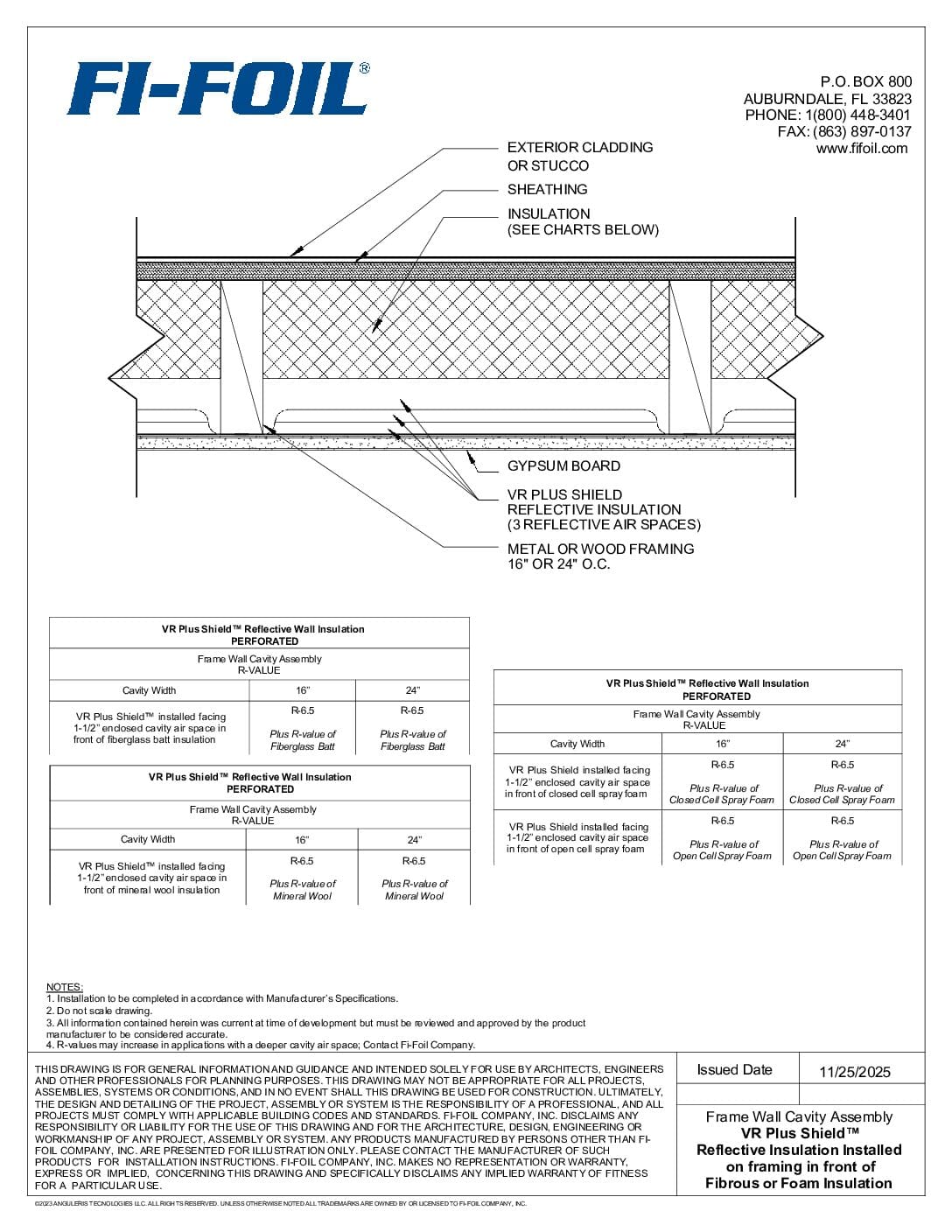 Frame Wall with VR Plus Shield™ and Fibrous or Foam Insulation