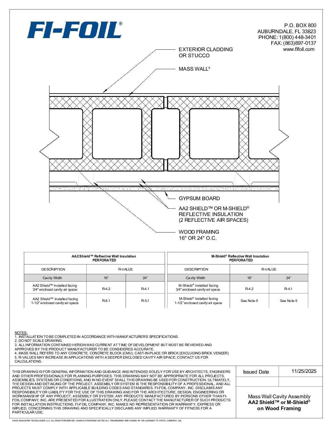 Mass Wall with M-Shield® or AA2 Shield™ on Wood Framing [PDF]